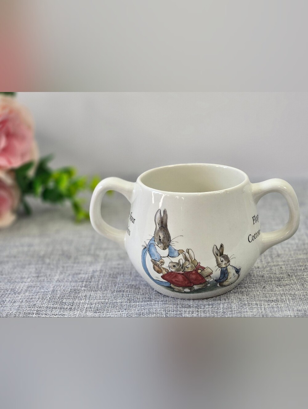 Vintage Wedgewood Peter Rabbit Beatrix Potter Nursery Baby Cup 2-Handled Mug